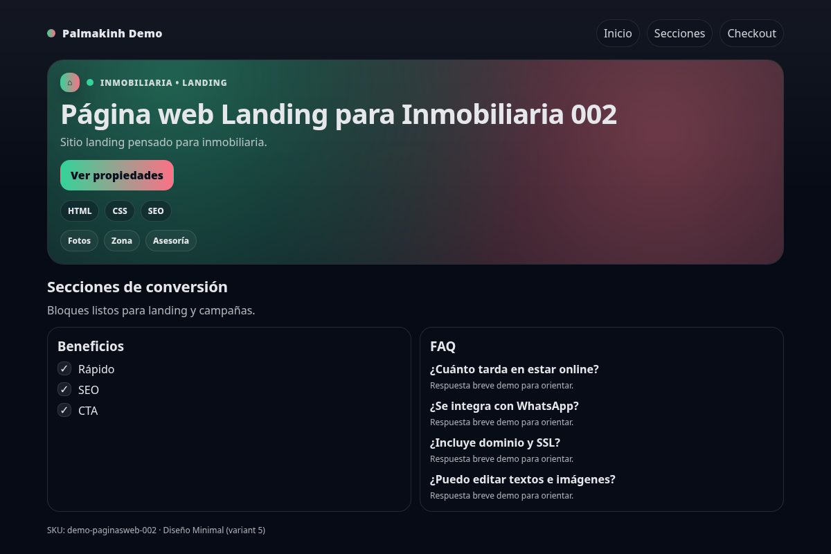 Página web Landing para Inmobiliaria 002