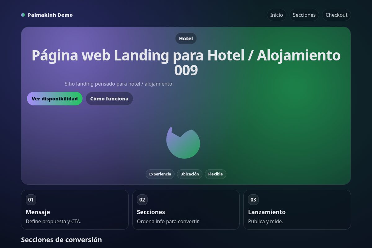 Página web Landing para Hotel / Alojamiento 009