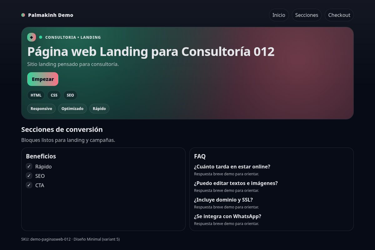 Página web Landing para Consultoría 012