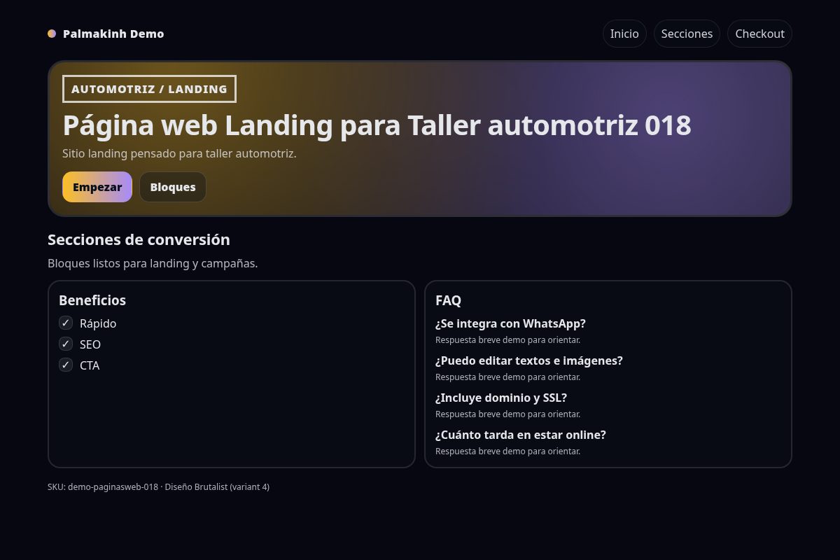 Página web Landing para Taller automotriz 018