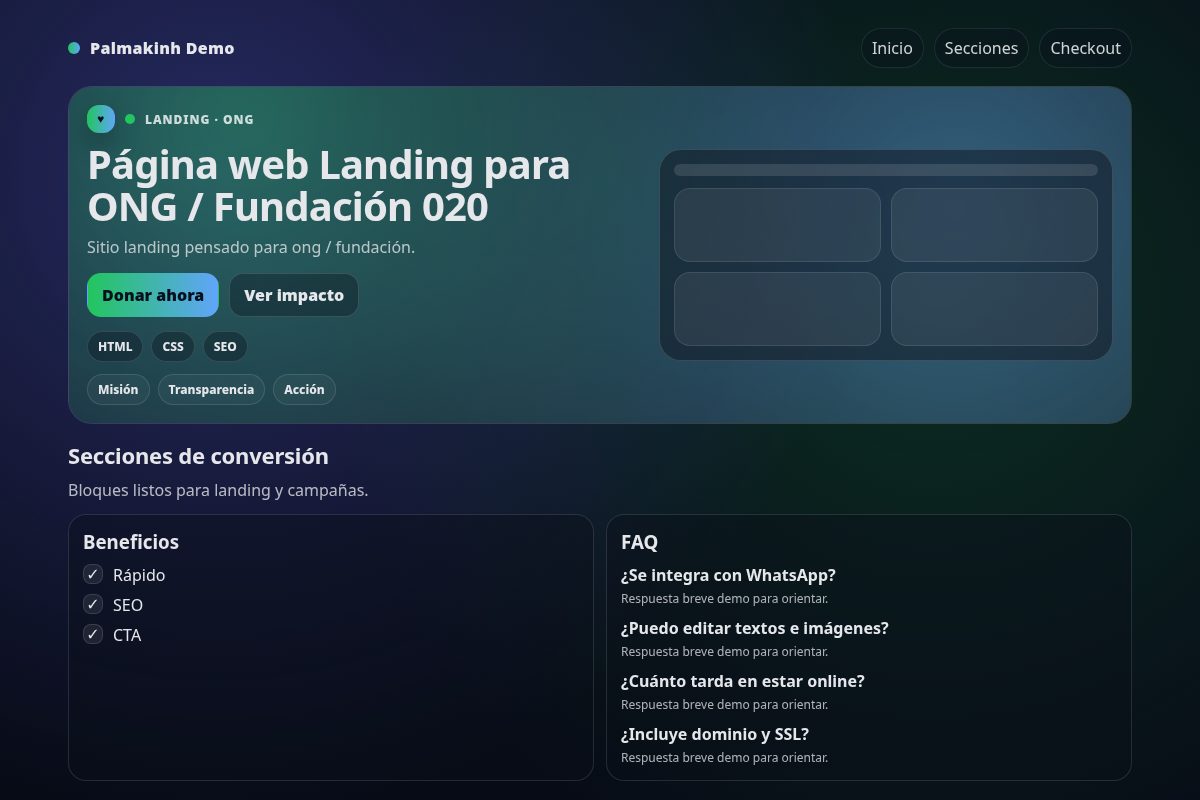 Página web Landing para ONG / Fundación 020
