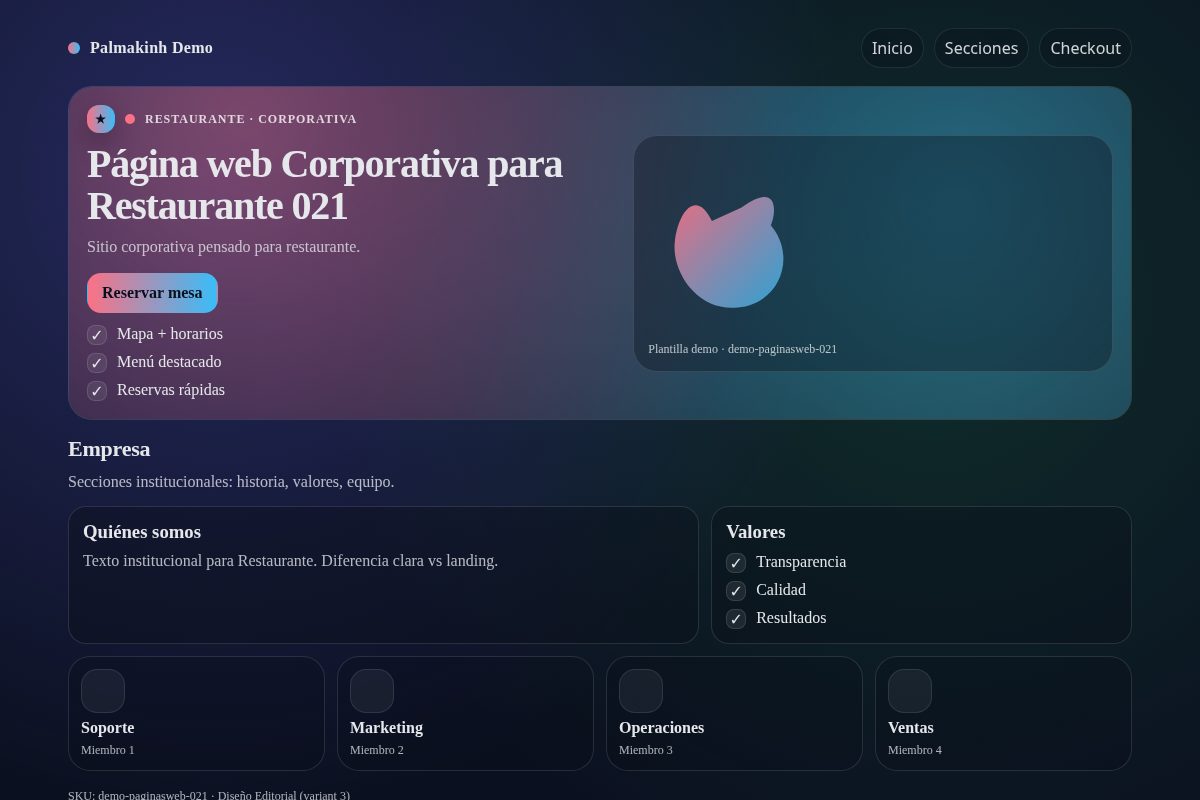 Página web Corporativa para Restaurante 021