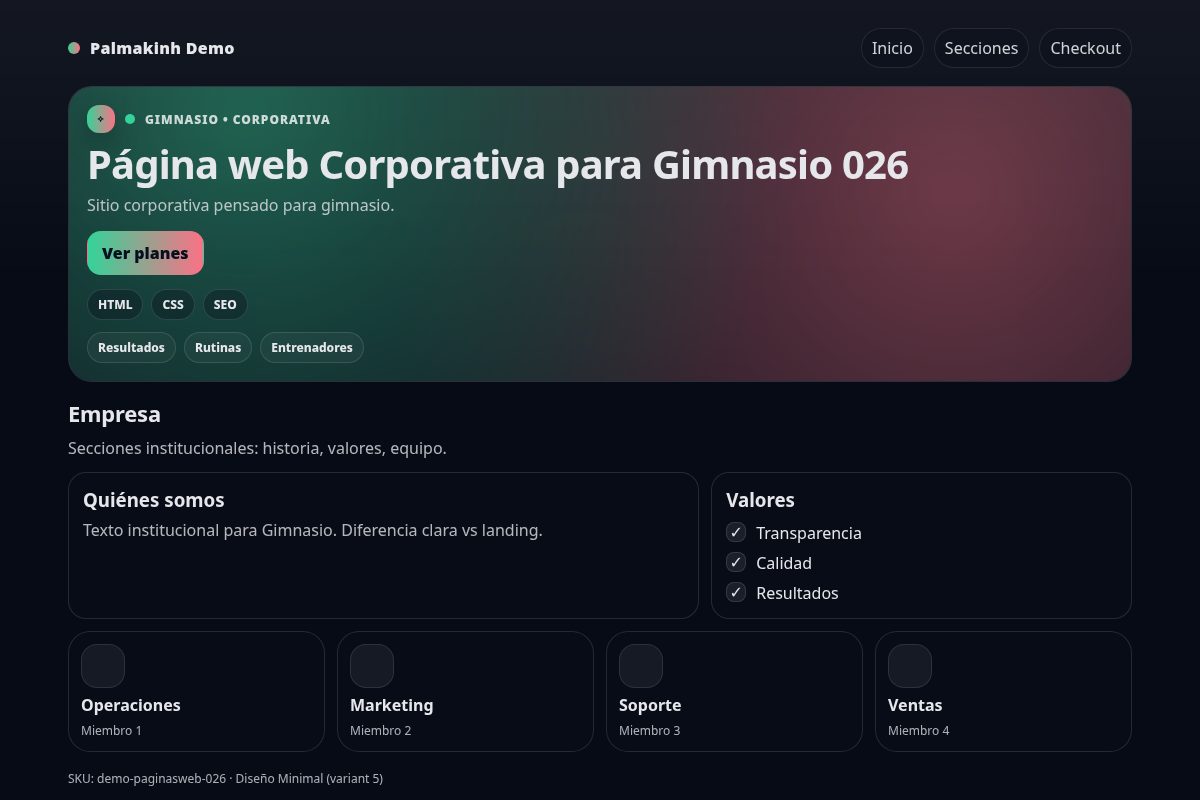 Página web Corporativa para Gimnasio 026