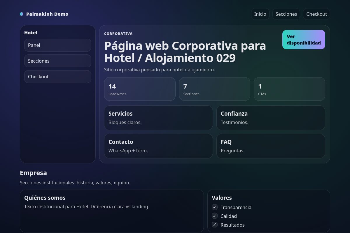 Página web Corporativa para Hotel / Alojamiento 029