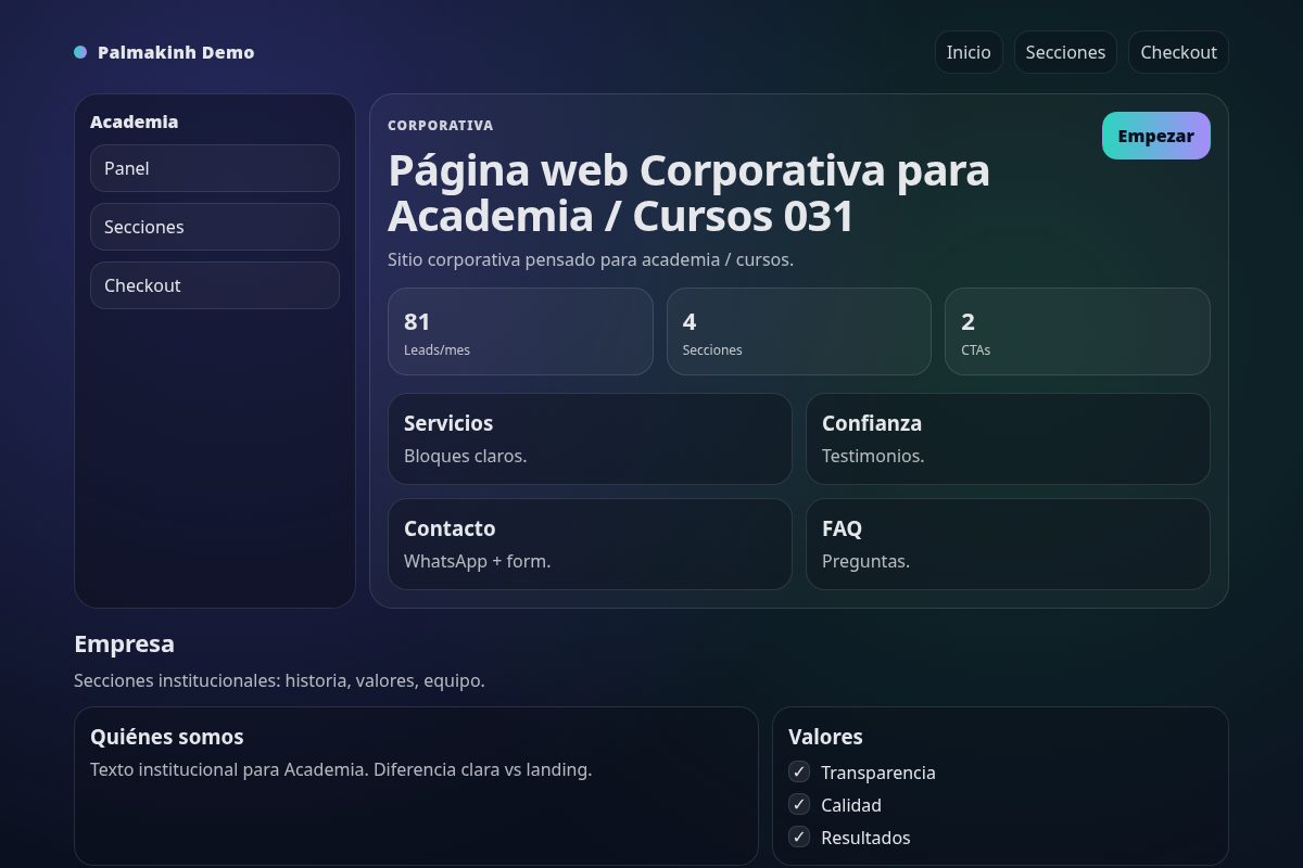 Página web Corporativa para Academia / Cursos 031