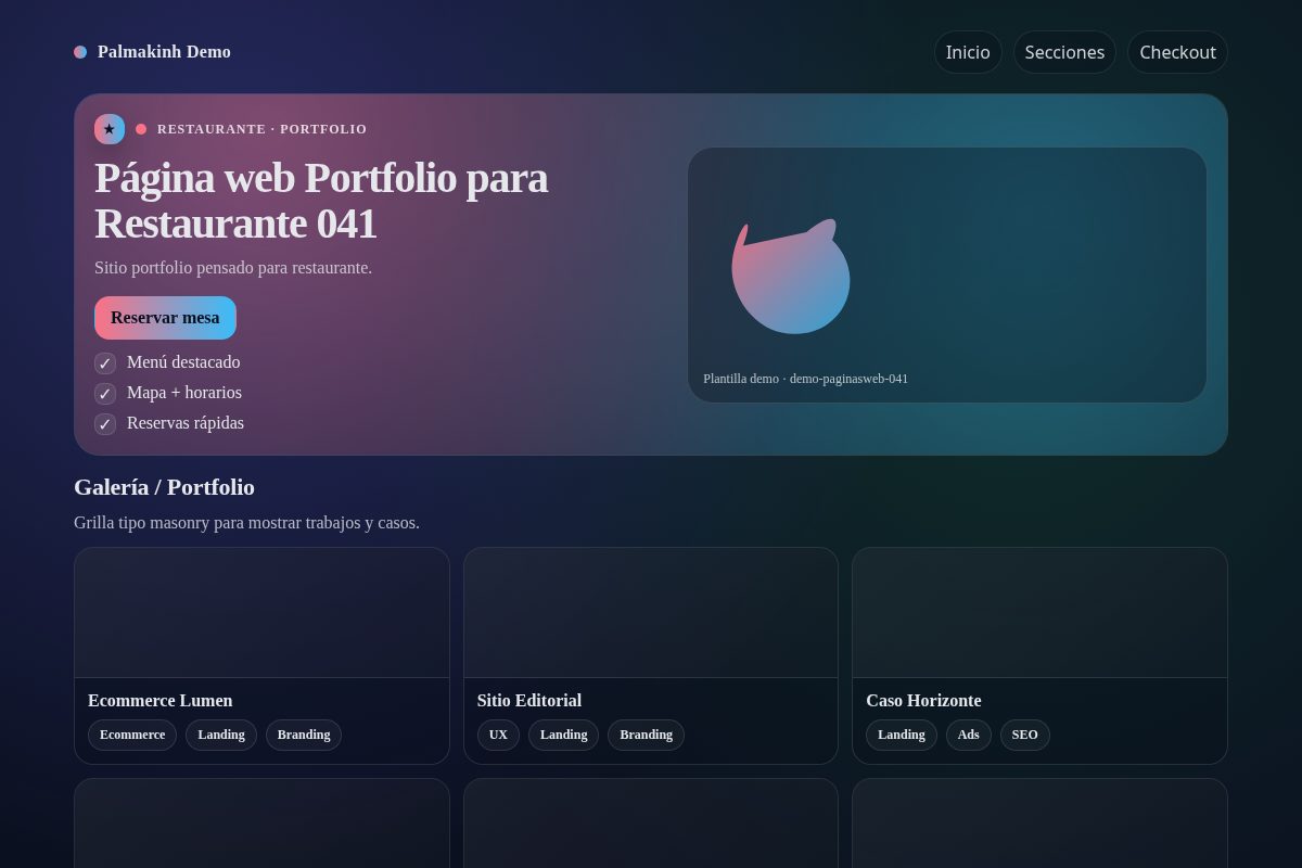Página web Portfolio para Restaurante 041