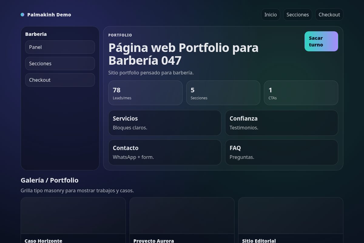 Página web Portfolio para Barbería 047