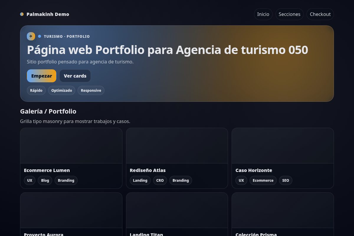 Página web Portfolio para Agencia de turismo 050
