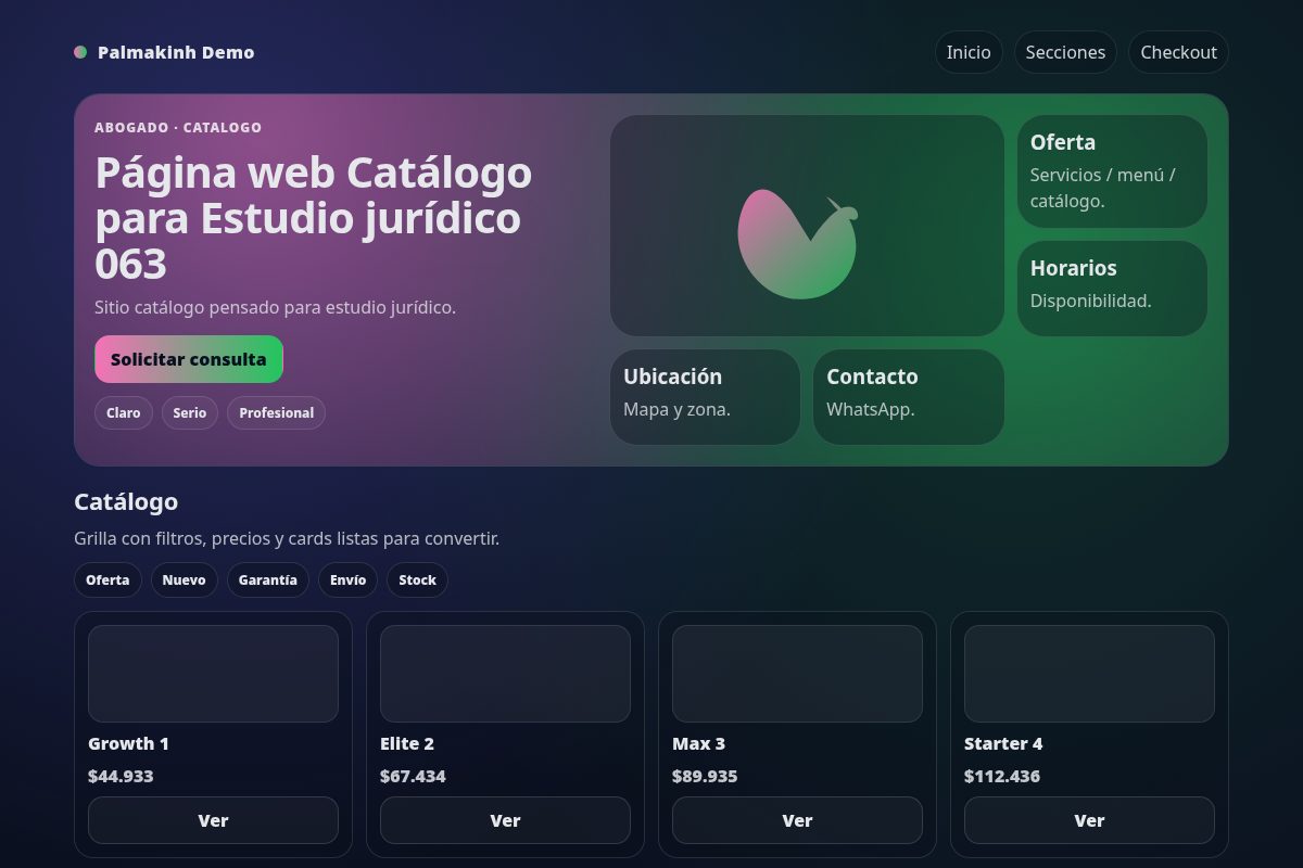 Página web Catálogo para Estudio jurídico 063