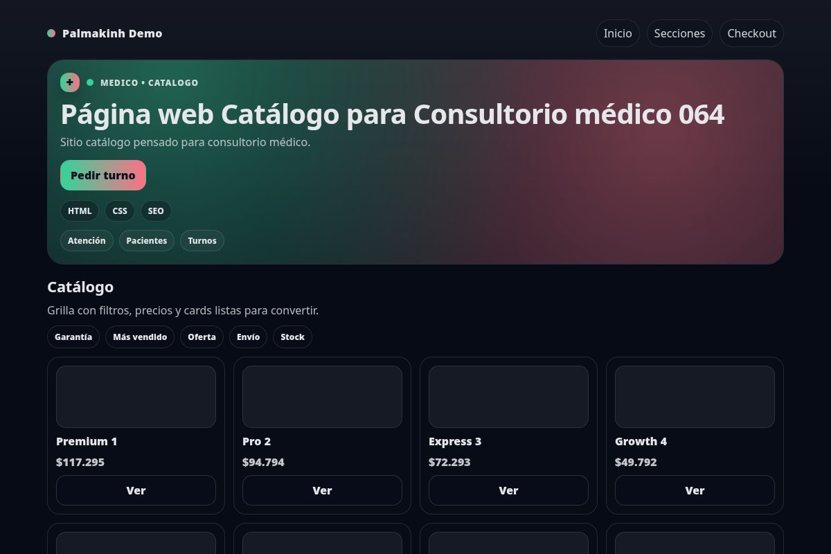Página web Catálogo para Consultorio médico 064