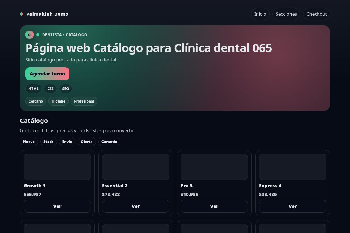Página web Catálogo para Clínica dental 065