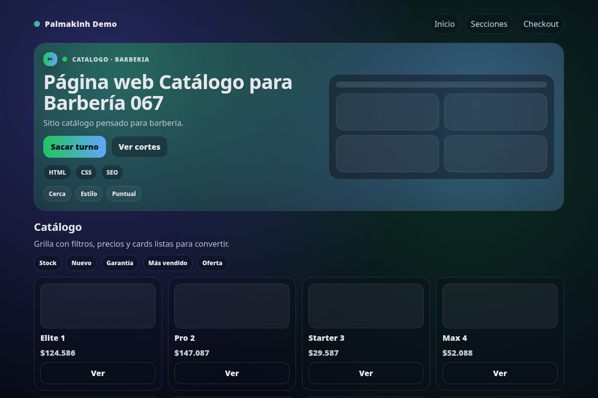 Página web Catálogo para Barbería 067