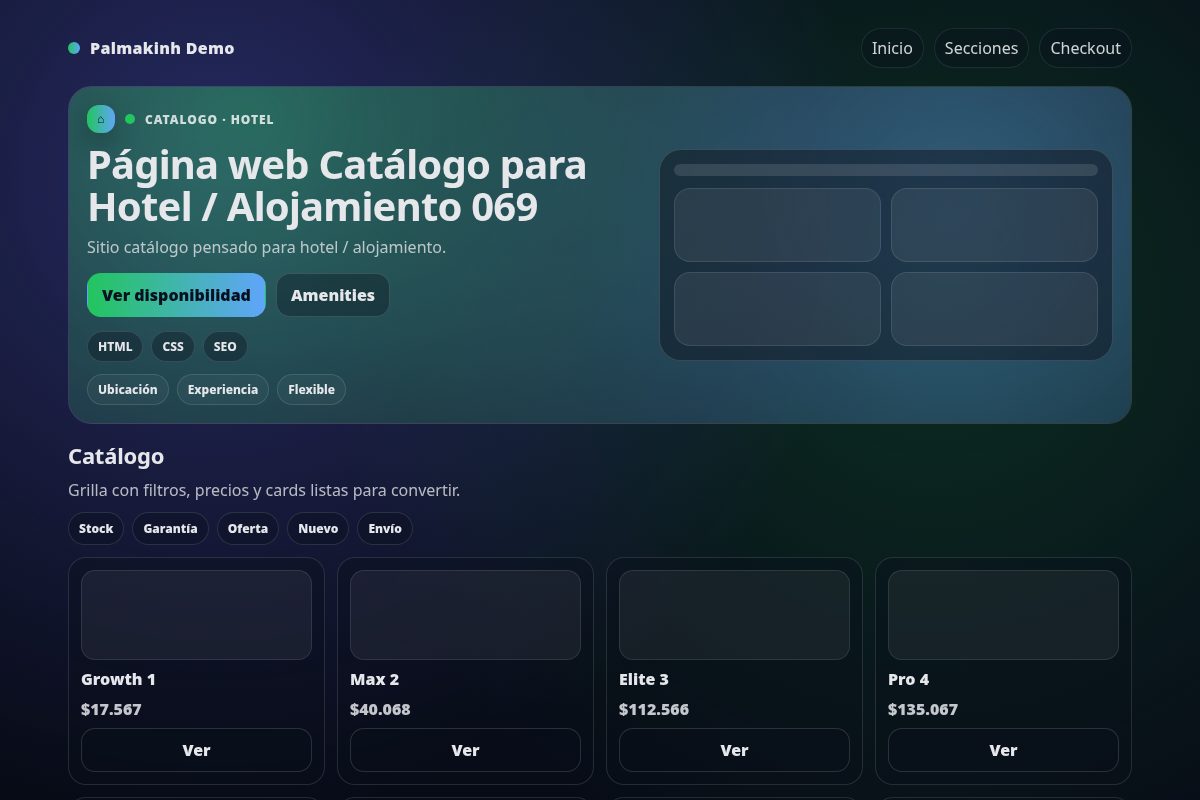 Página web Catálogo para Hotel / Alojamiento 069
