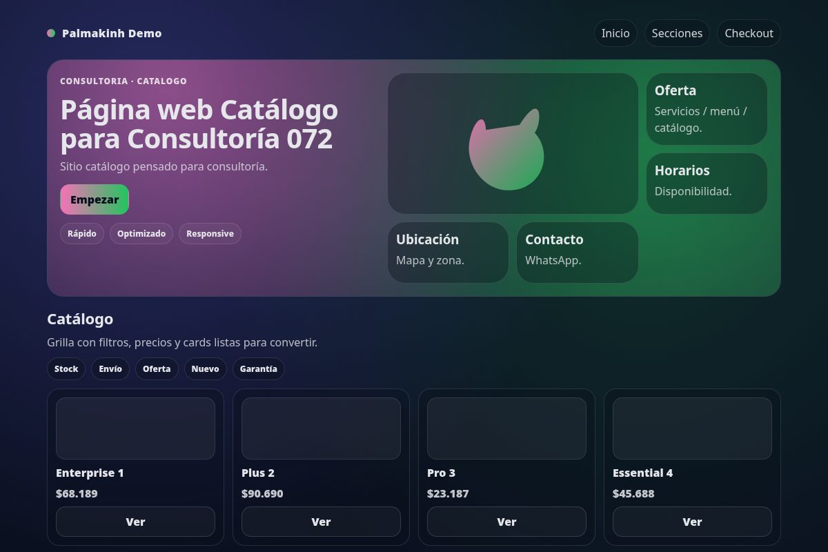 Página web Catálogo para Consultoría 072