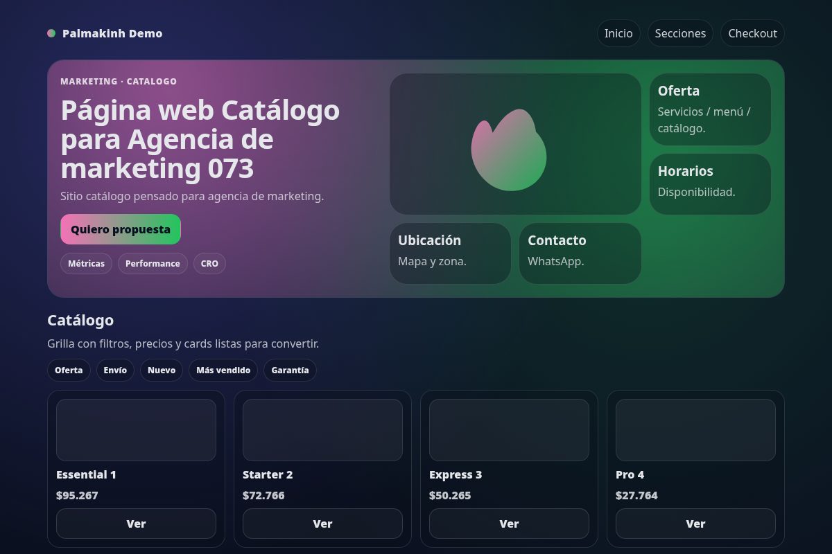 Página web Catálogo para Agencia de marketing 073