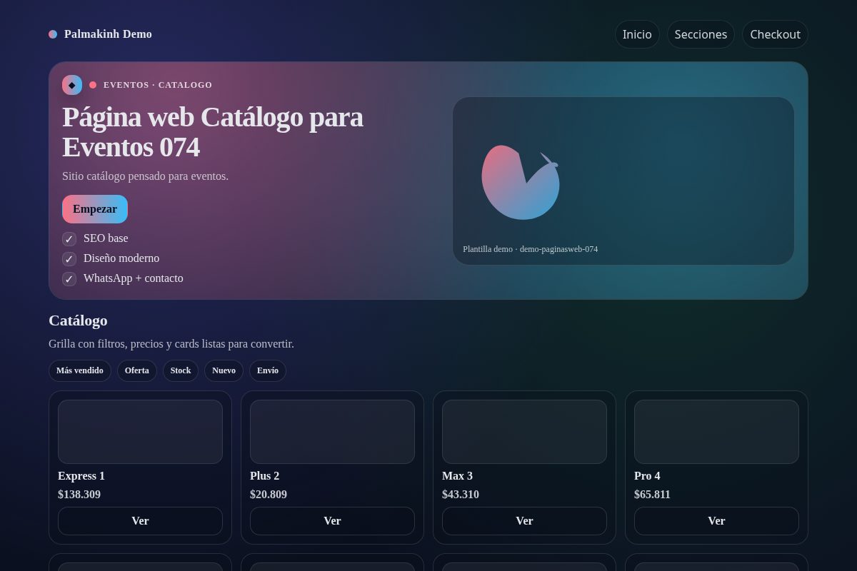 Página web Catálogo para Eventos 074