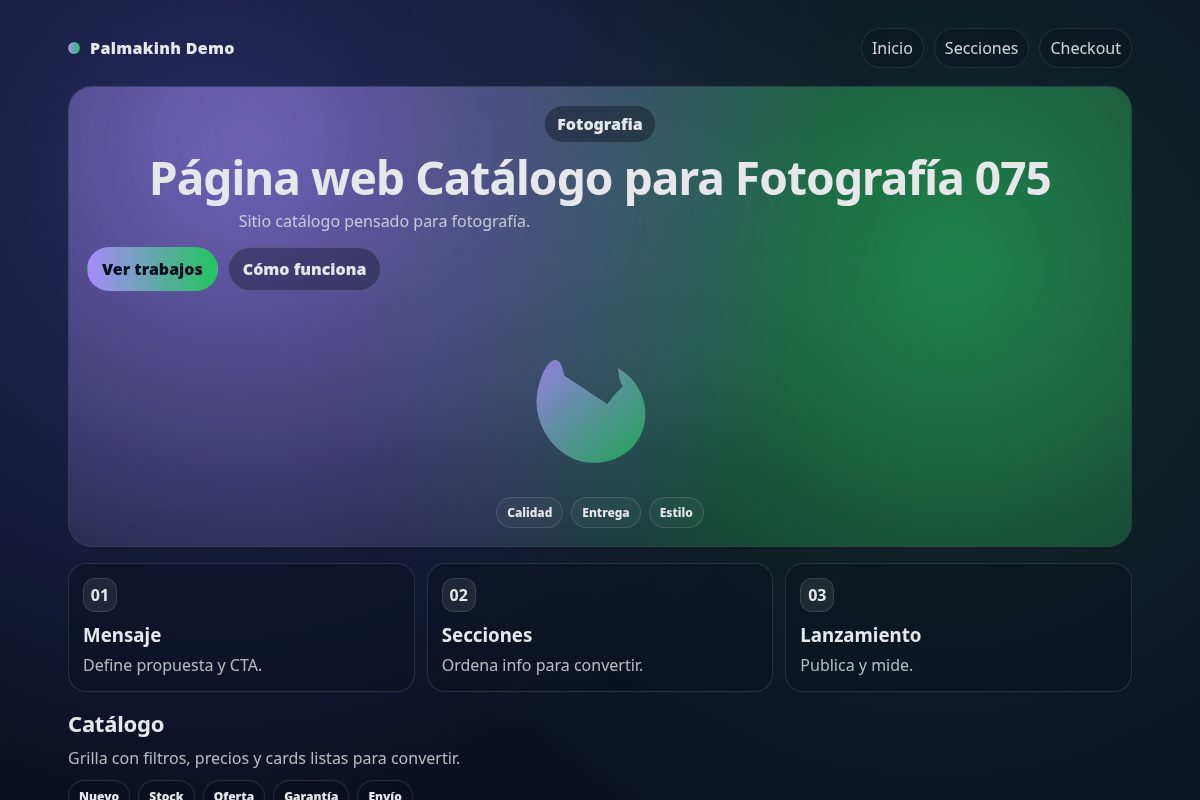 Página web Catálogo para Fotografía 075