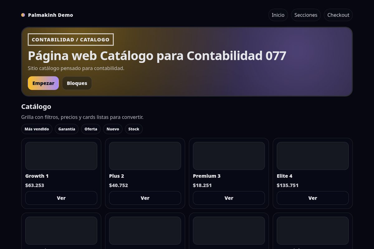Página web Catálogo para Contabilidad 077