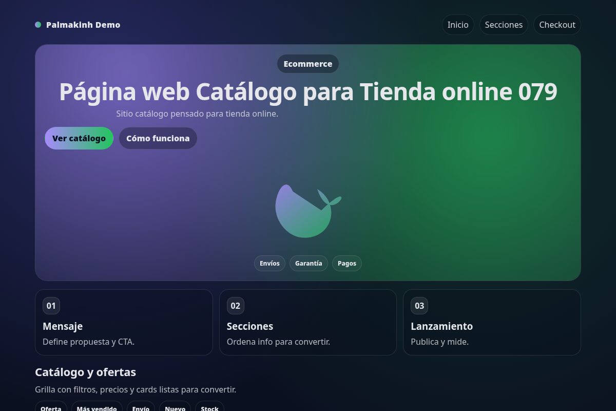Página web Catálogo para Tienda online 079