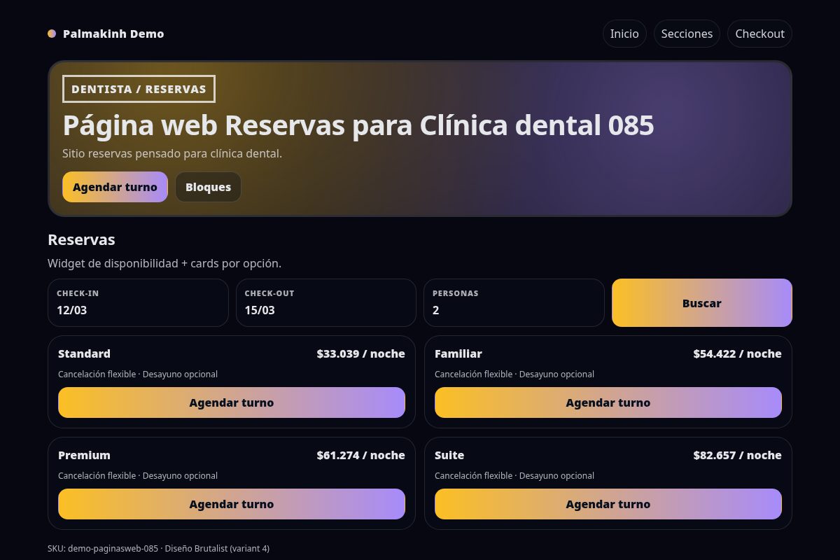 Página web Reservas para Clínica dental 085