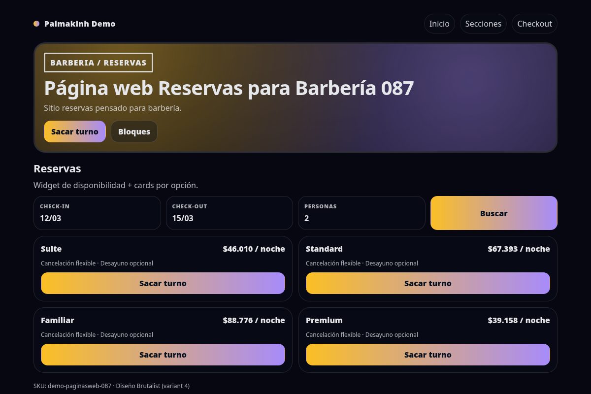 Página web Reservas para Barbería 087
