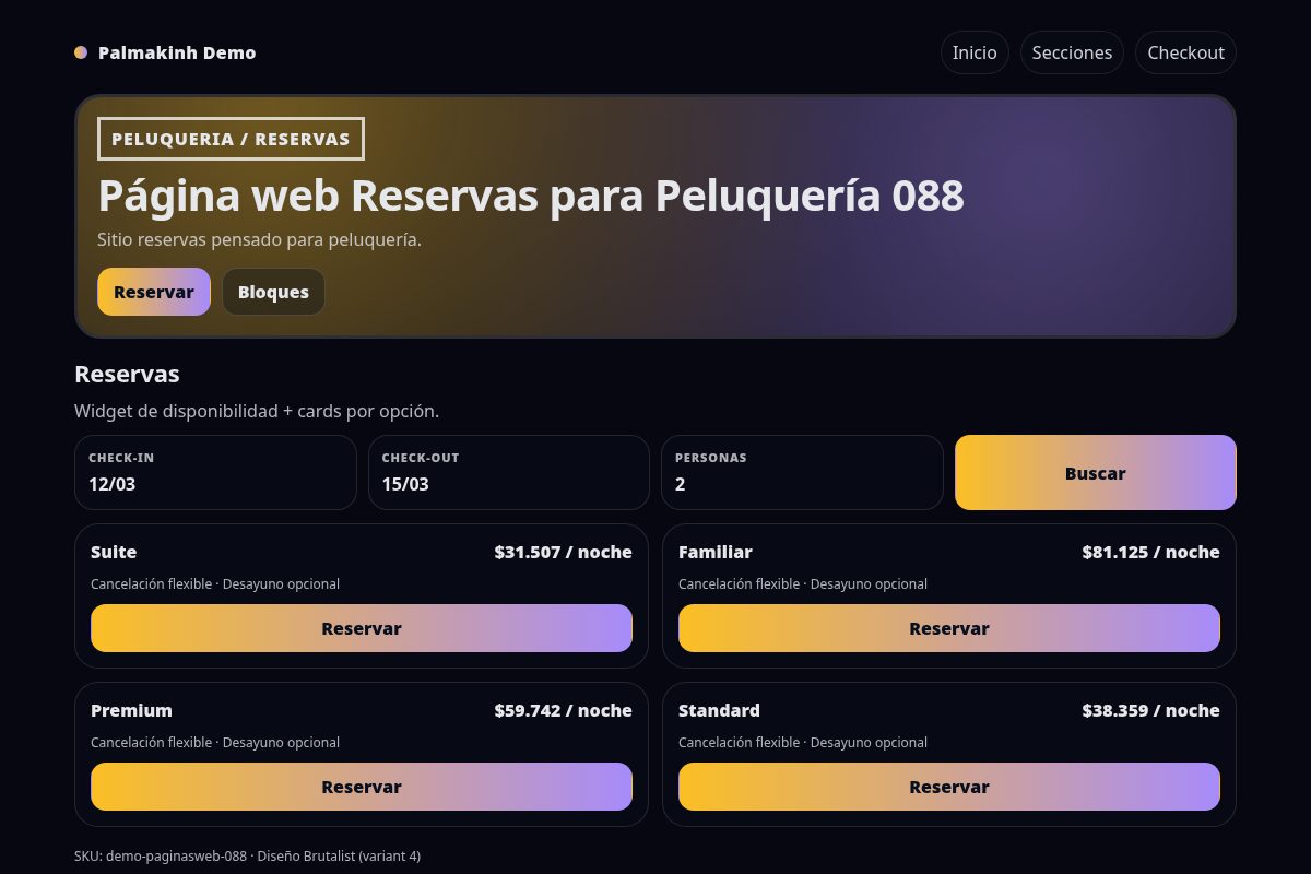 Página web Reservas para Peluquería 088