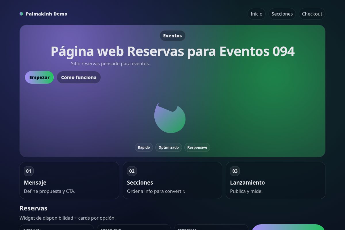 Página web Reservas para Eventos 094