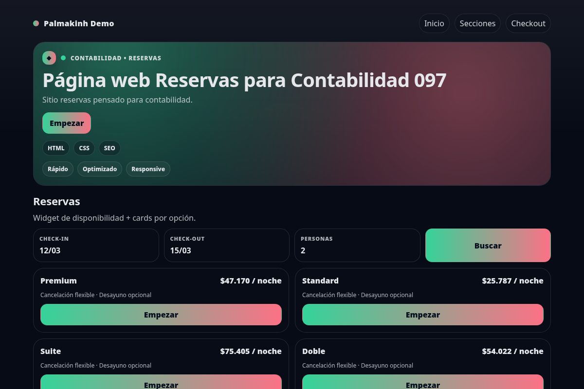 Página web Reservas para Contabilidad 097