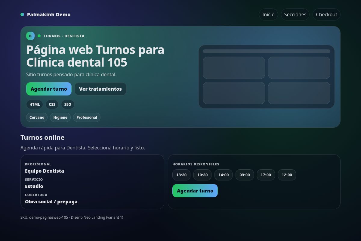 Página web Turnos para Clínica dental 105