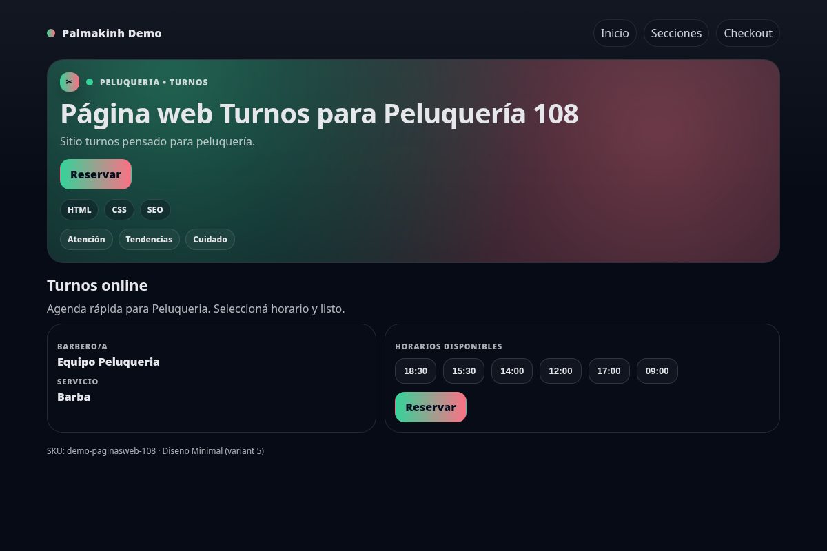 Página web Turnos para Peluquería 108