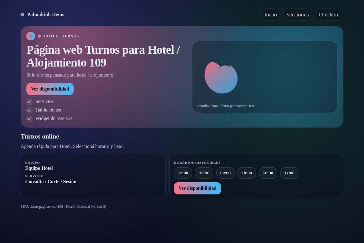 Página web Turnos para Hotel / Alojamiento 109