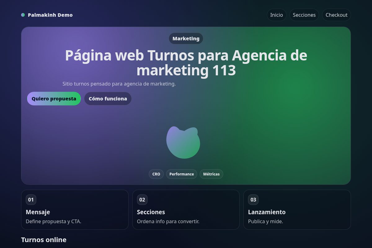 Página web Turnos para Agencia de marketing 113