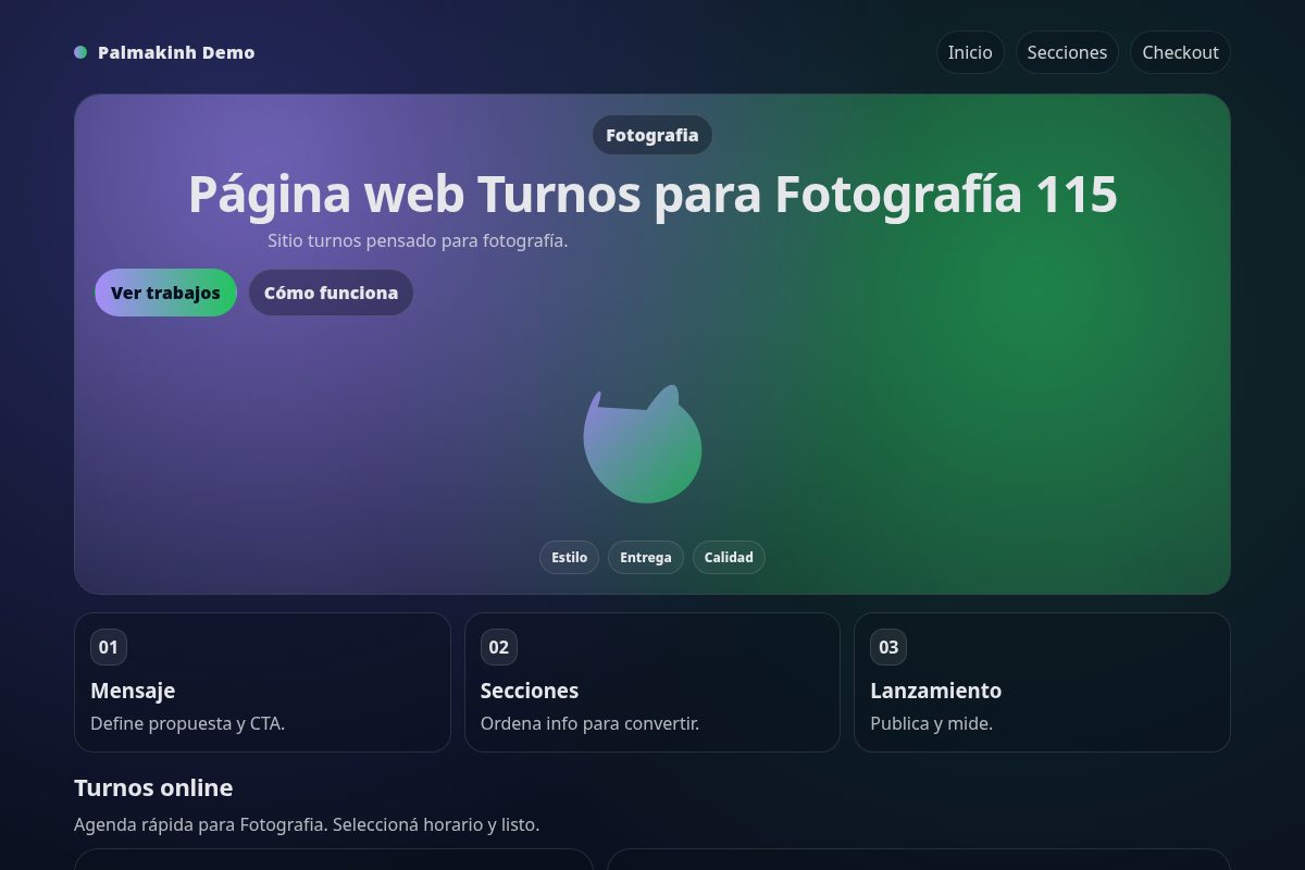 Página web Turnos para Fotografía 115
