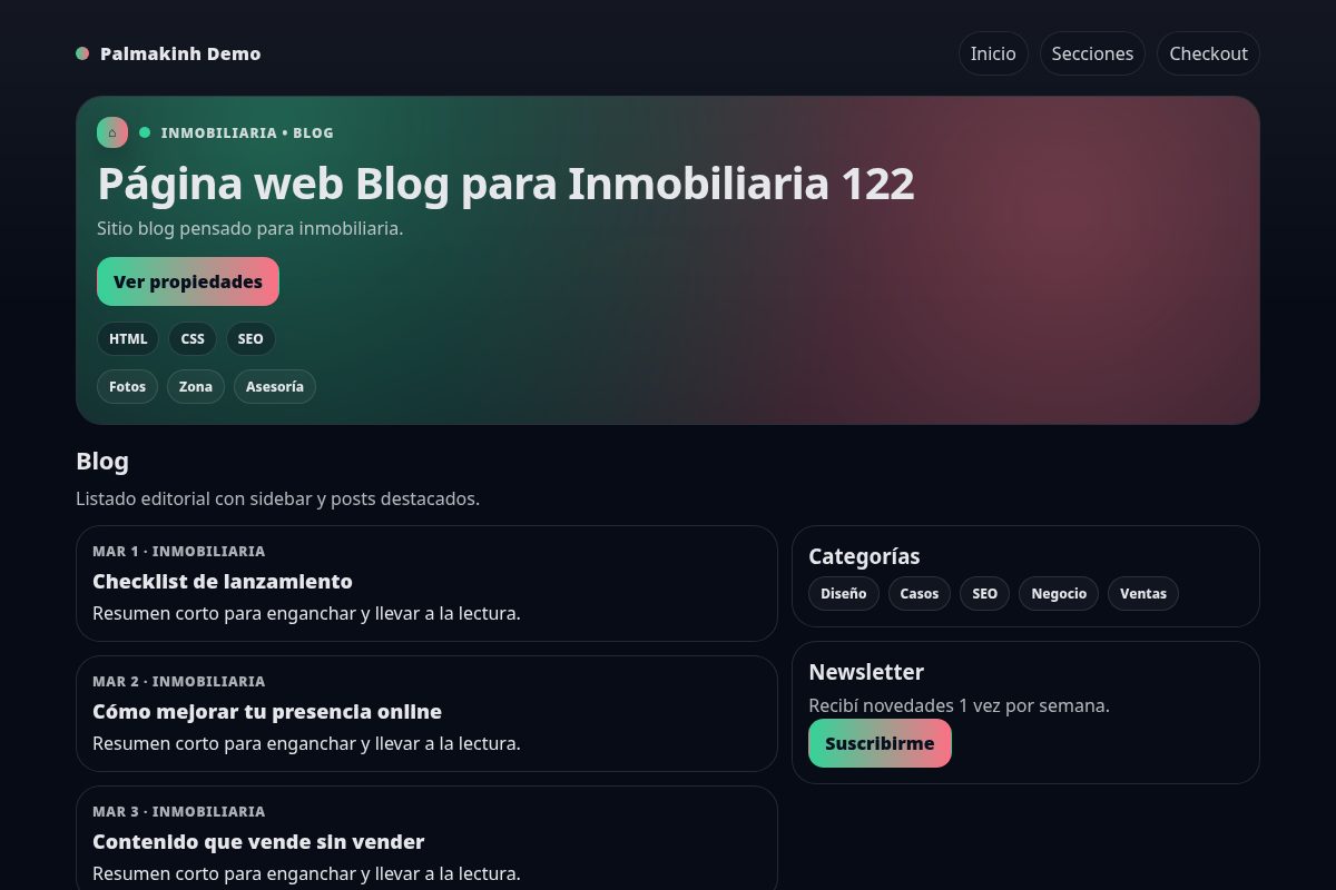 Página web Blog para Inmobiliaria 122