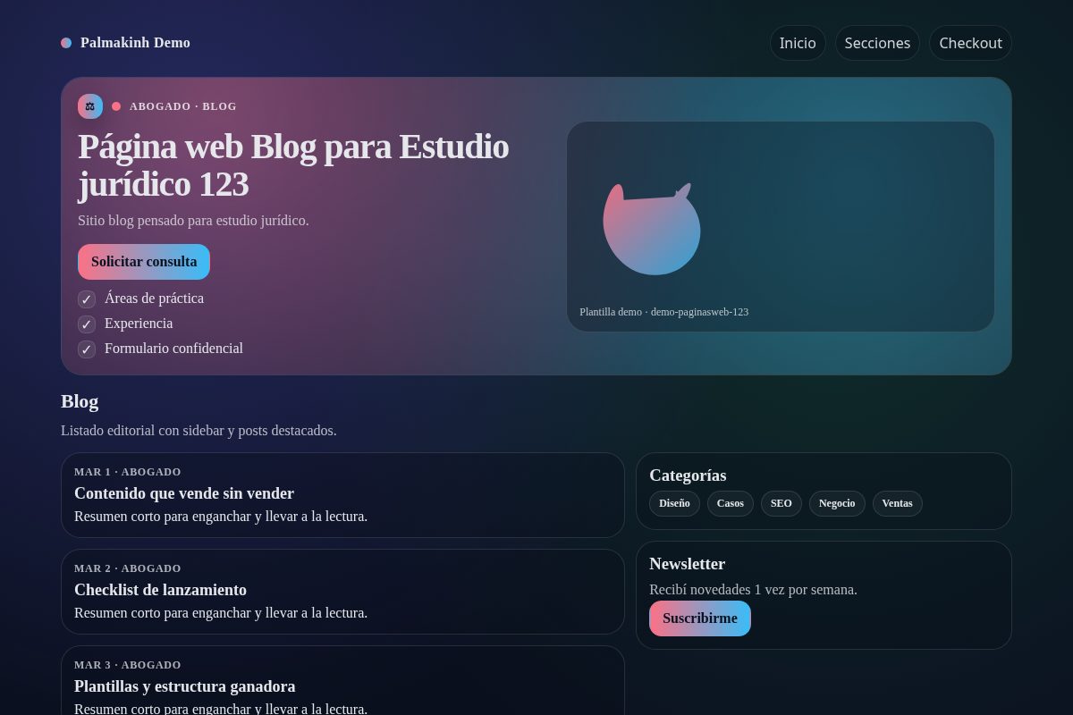 Página web Blog para Estudio jurídico 123