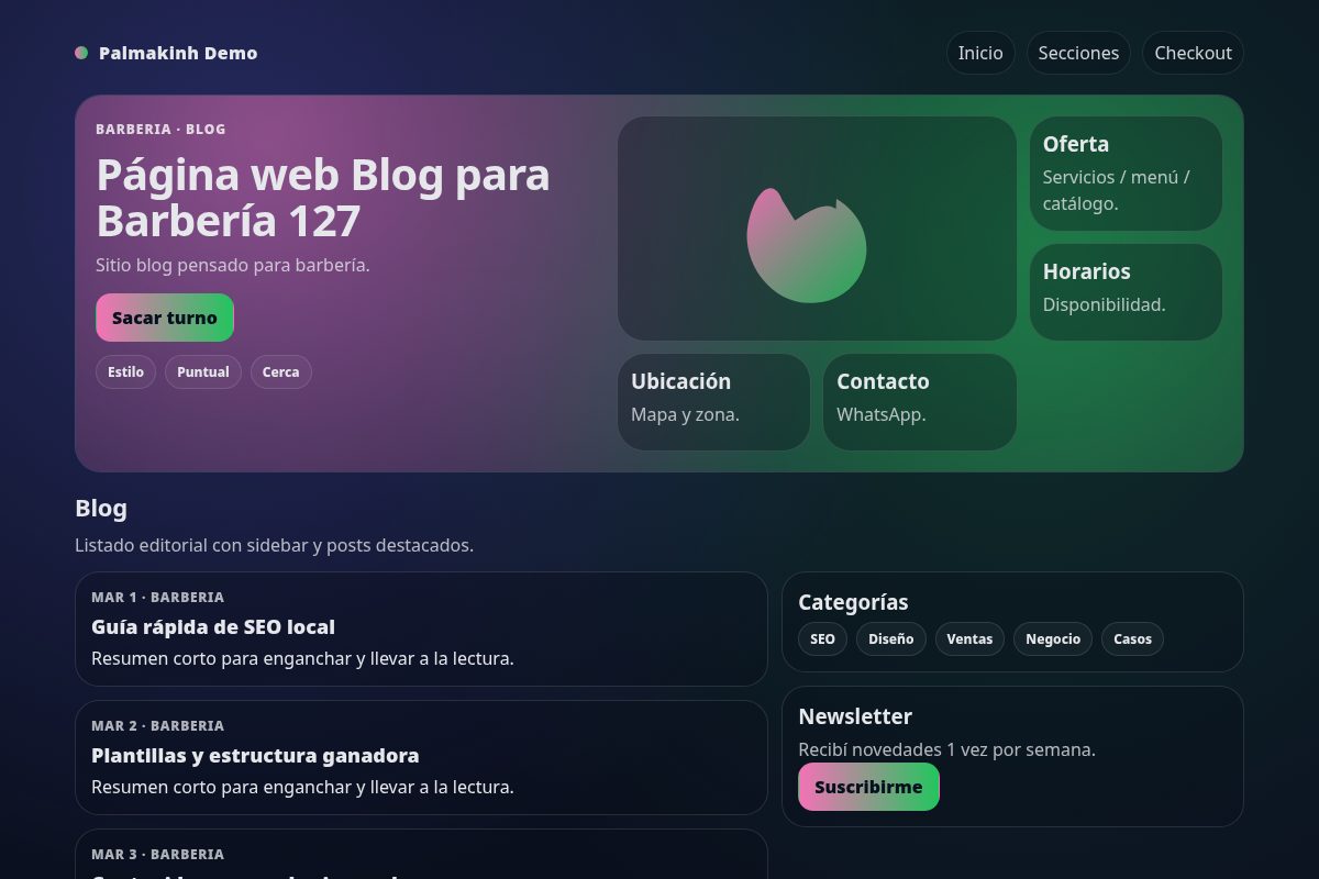Página web Blog para Barbería 127