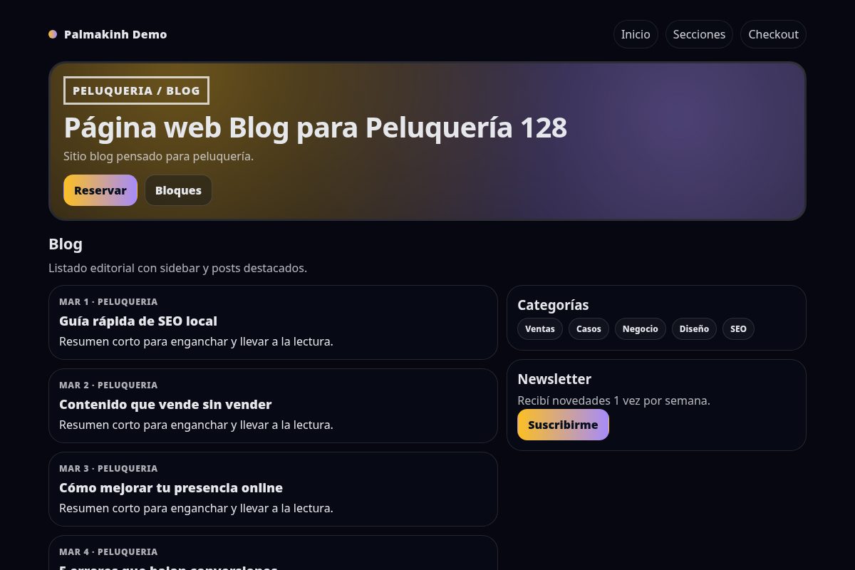 Página web Blog para Peluquería 128