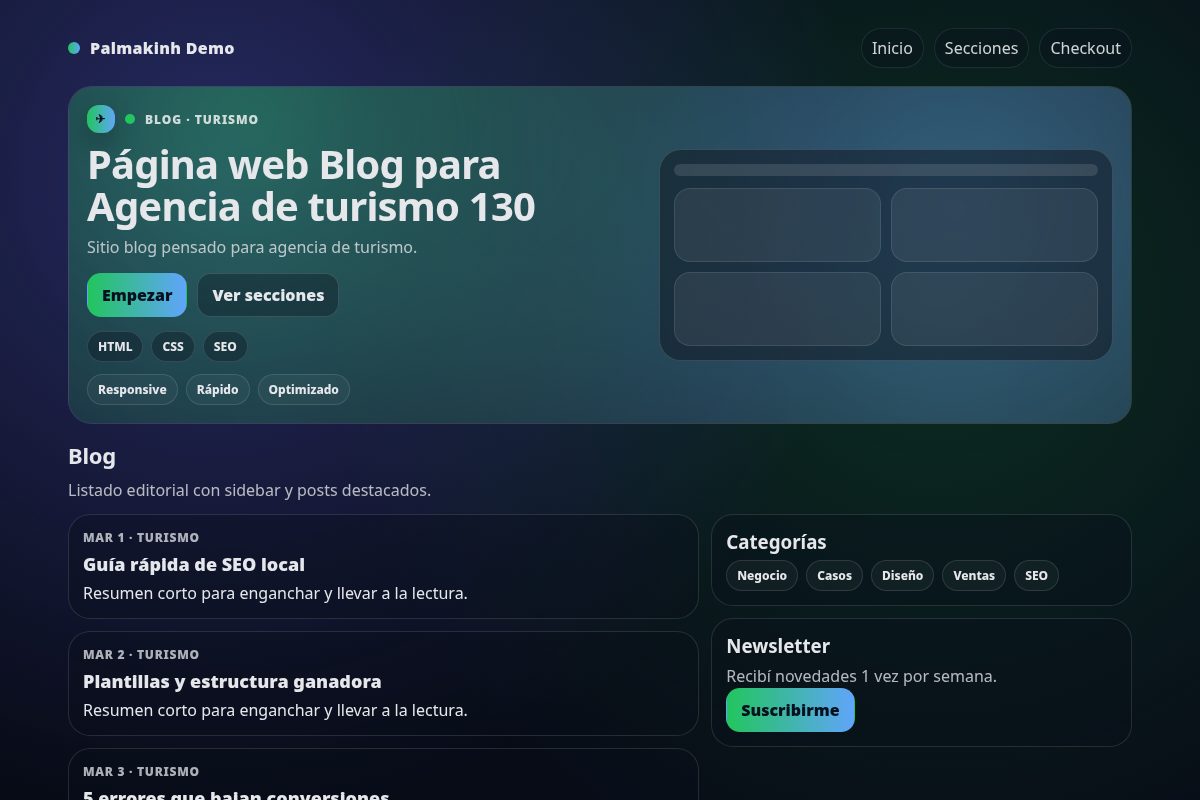 Página web Blog para Agencia de turismo 130