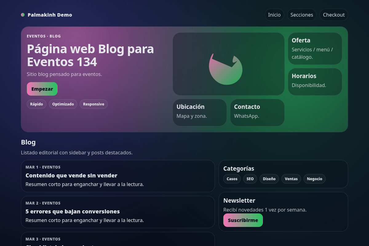 Página web Blog para Eventos 134