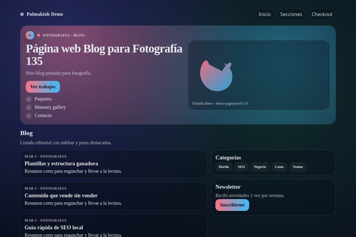 Página web Blog para Fotografía 135