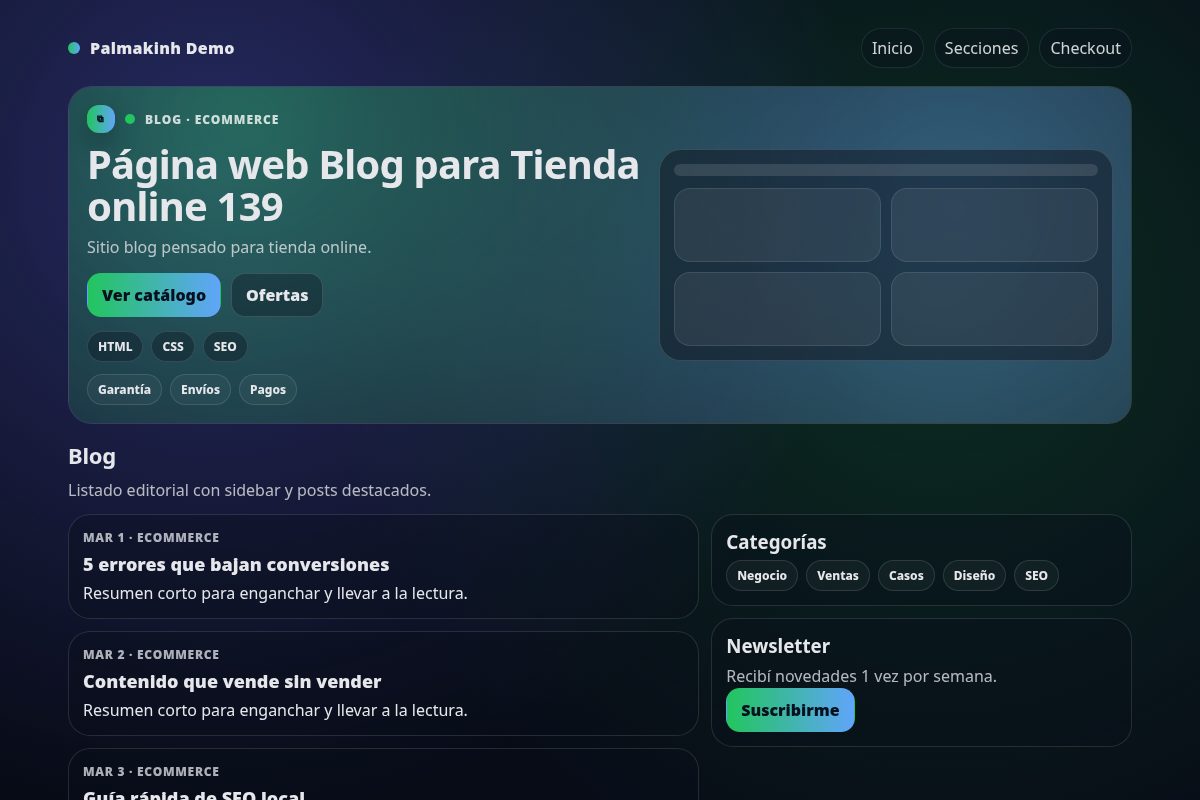 Página web Blog para Tienda online 139