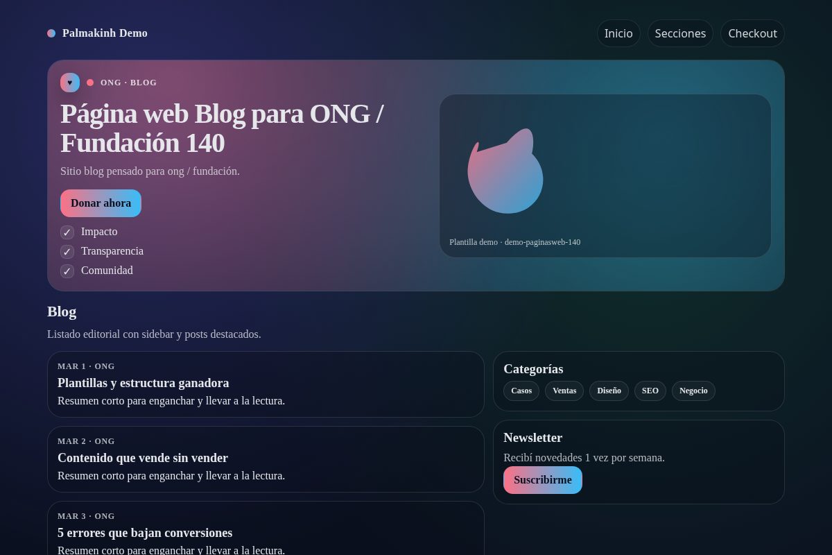 Página web Blog para ONG / Fundación 140