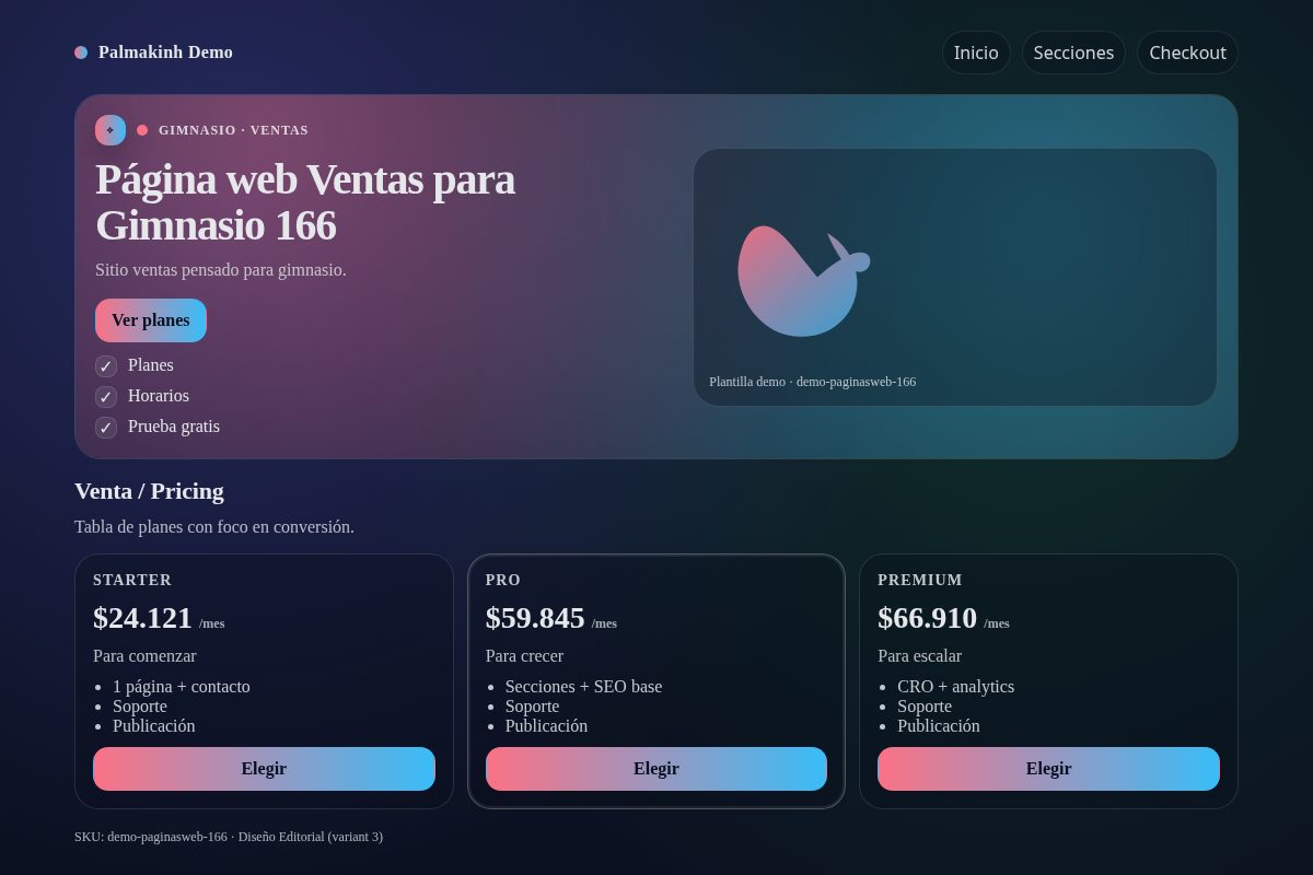 Página web Ventas para Gimnasio 166
