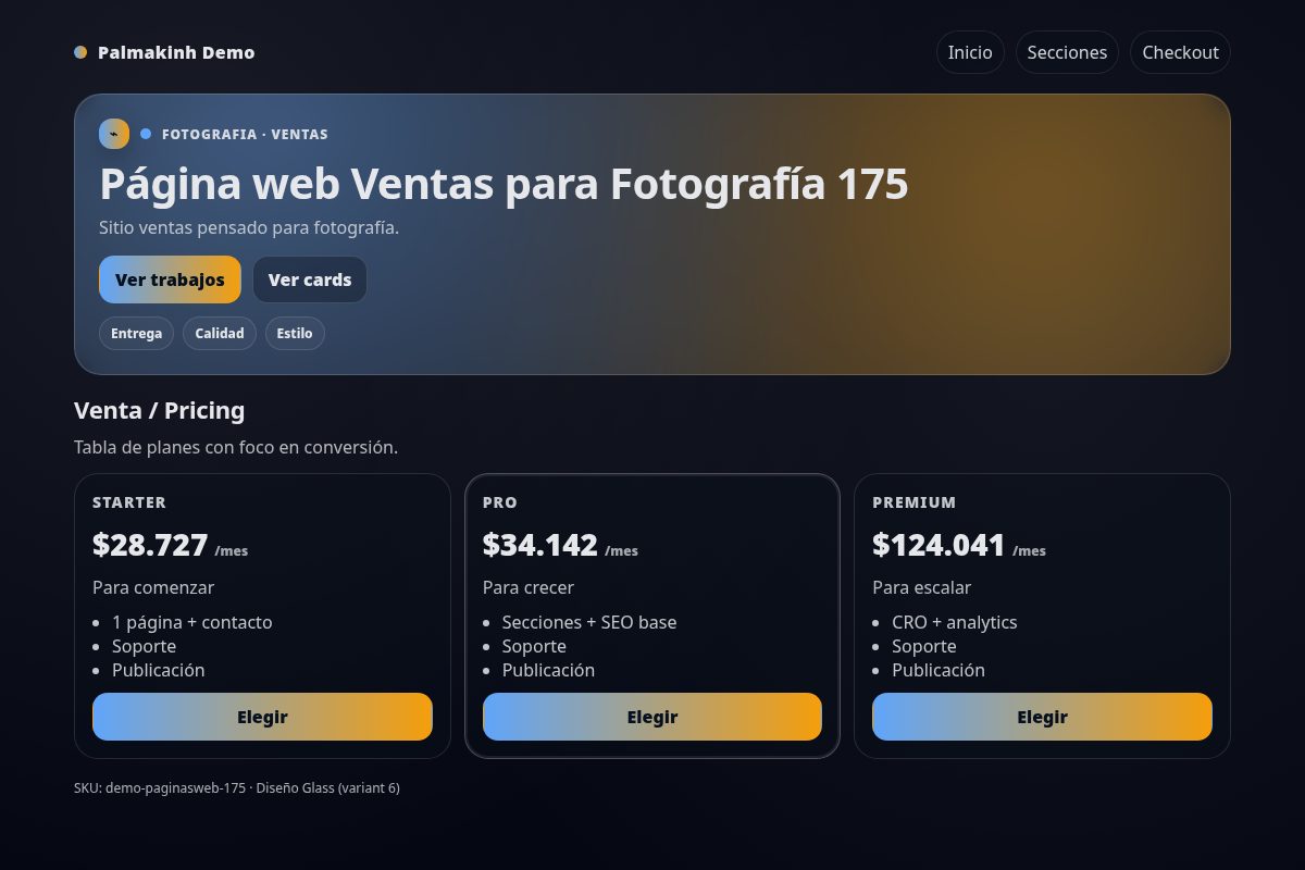 Página web Ventas para Fotografía 175