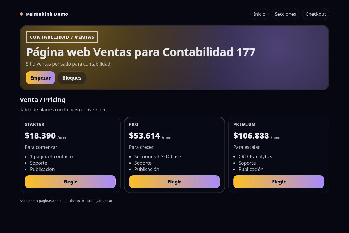 Página web Ventas para Contabilidad 177