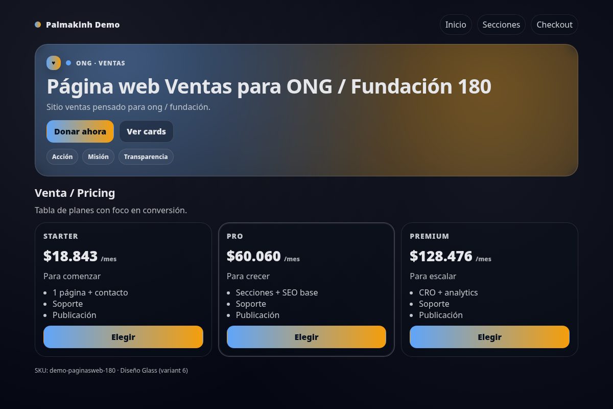 Página web Ventas para ONG / Fundación 180