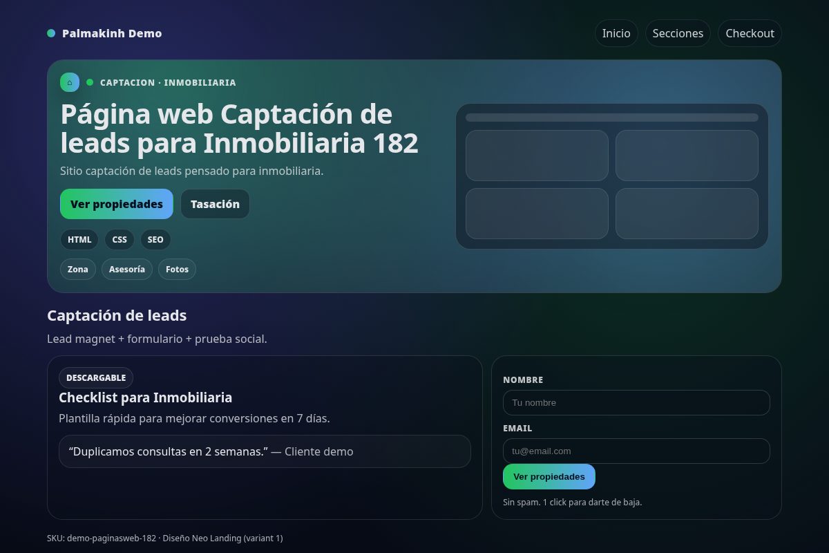 Página web Captación de leads para Inmobiliaria 182
