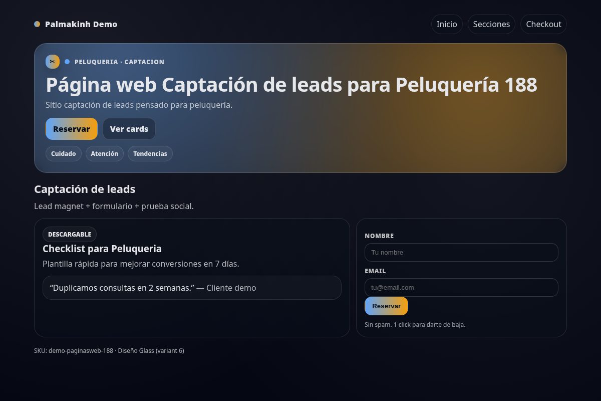 Página web Captación de leads para Peluquería 188
