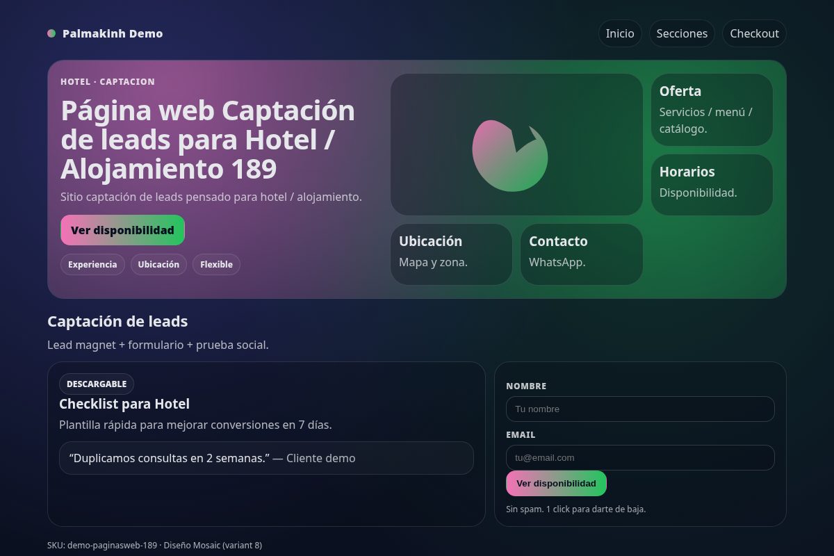 Página web Captación de leads para Hotel / Alojamiento 189