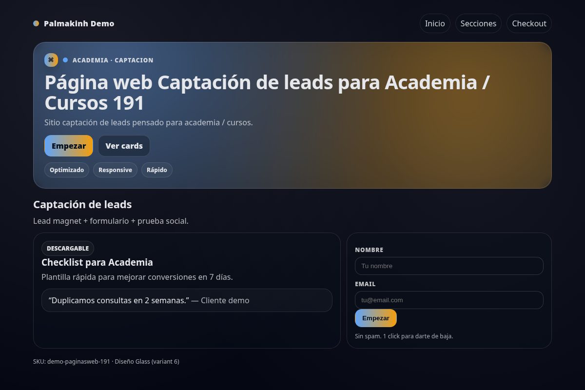 Página web Captación de leads para Academia / Cursos 191